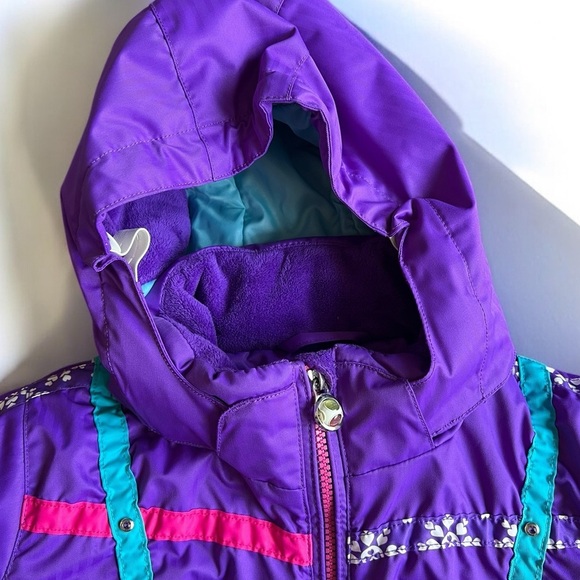 Obermeyer Purple Astro One-Piece Hooded Snowsuit || Kid's Size 5 - Picture 3 of 12